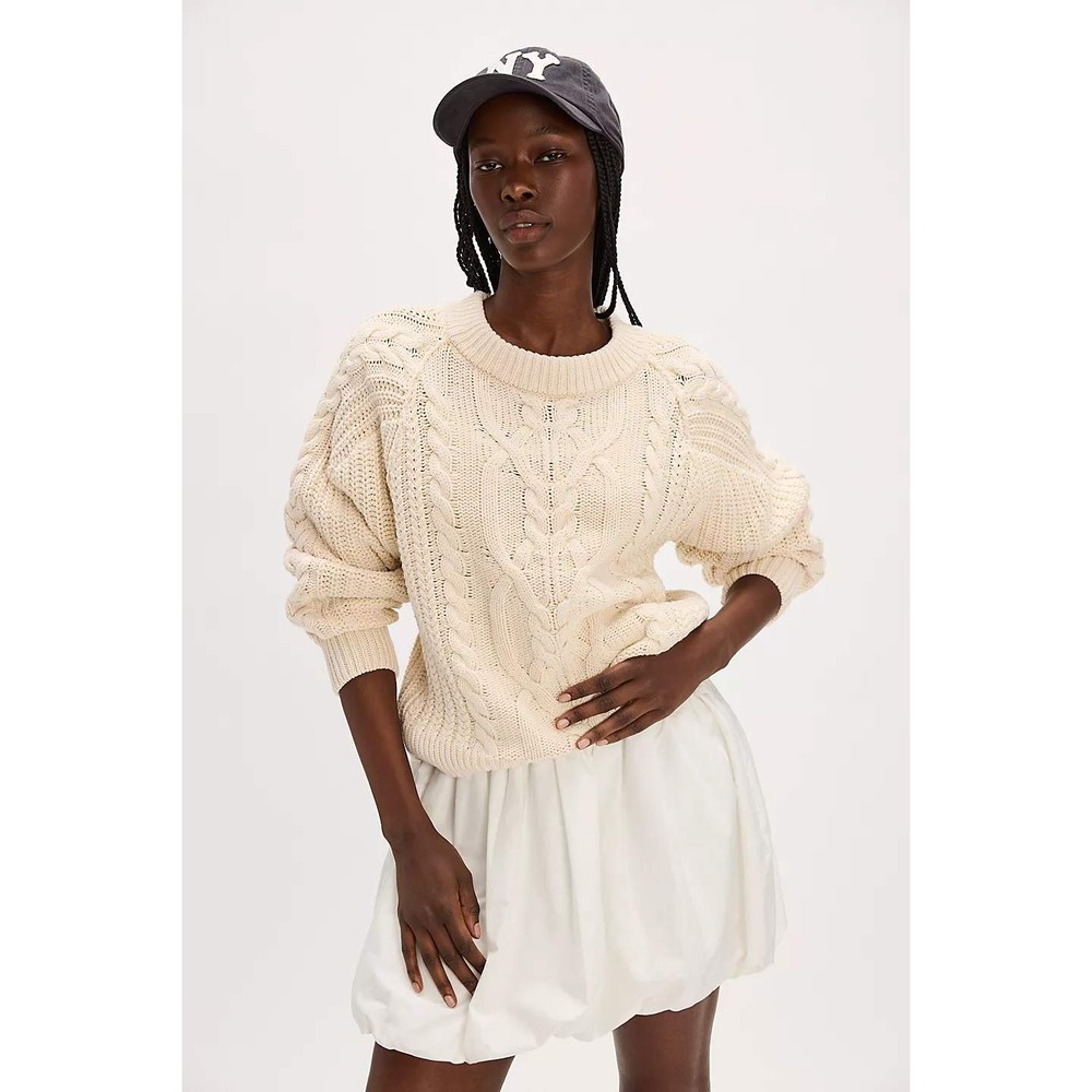 Free People Frankie Cable Sweater Buttercream Size Small New With Tags